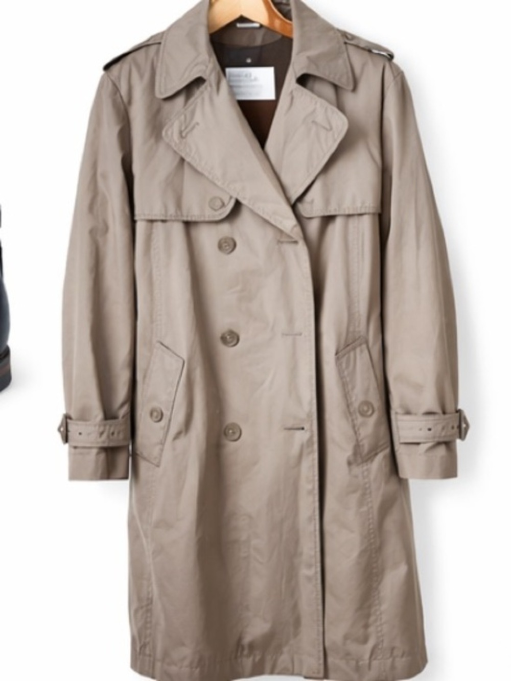 London Fog Towne Mens Trench Coat Size 42R Removable Lining Classic Taupe